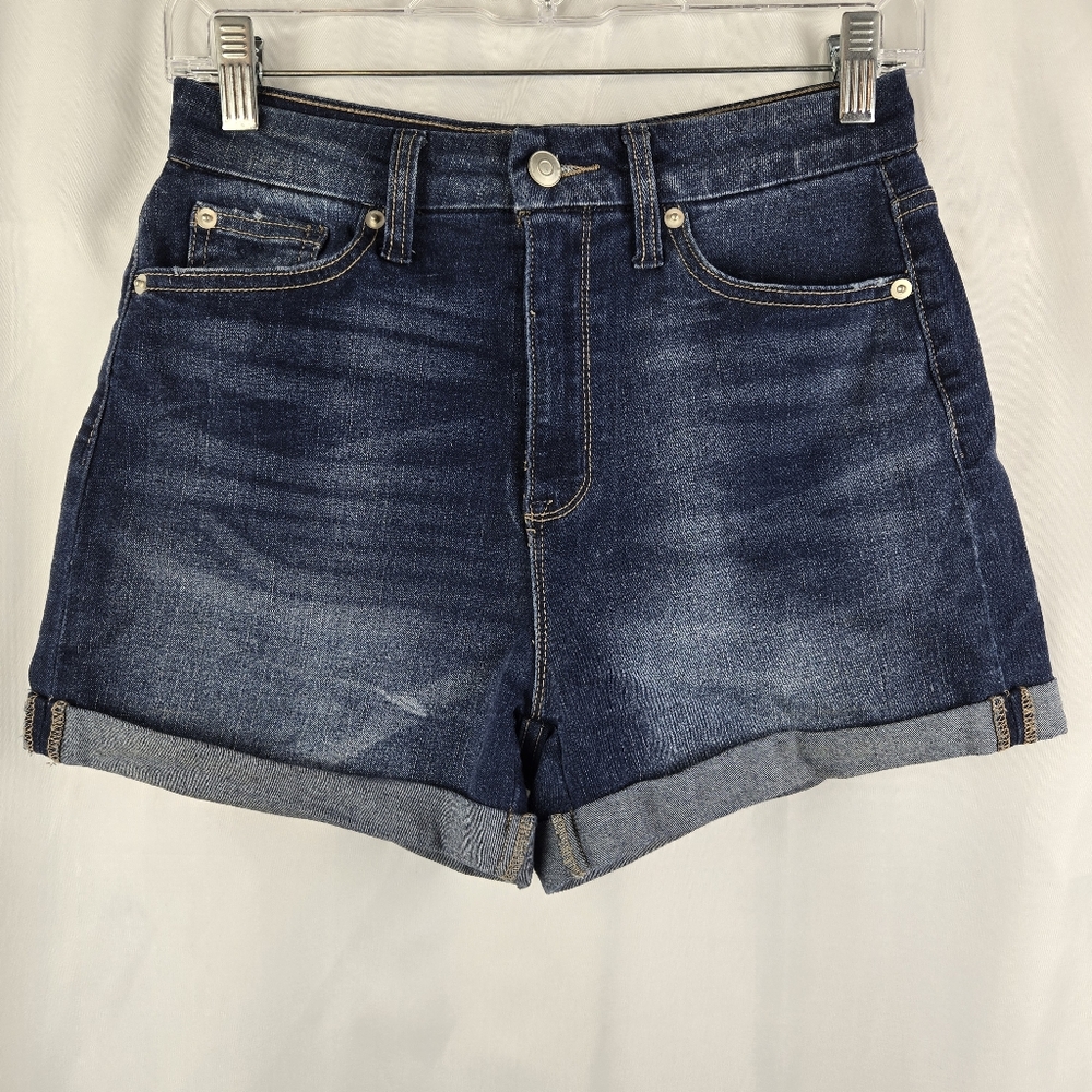No Boundaries Dark Wash Cuffed Blue Denim Jean Shorts Juniors Size 9